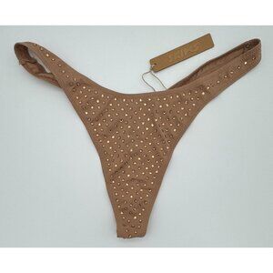 SKIMS Kim Kardashian Sparkle Thong Swarovski Crystal Sienna Brown Women's 2X